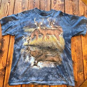 Vintage 90s The Mountain Herd of Deer ORIGINAL Tie Dye Tee - Large